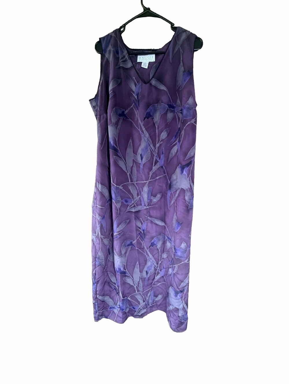 Maggie McNaughton Purple Botanical Satin Midi Dress Whimsigoth Y2K Plus 1X